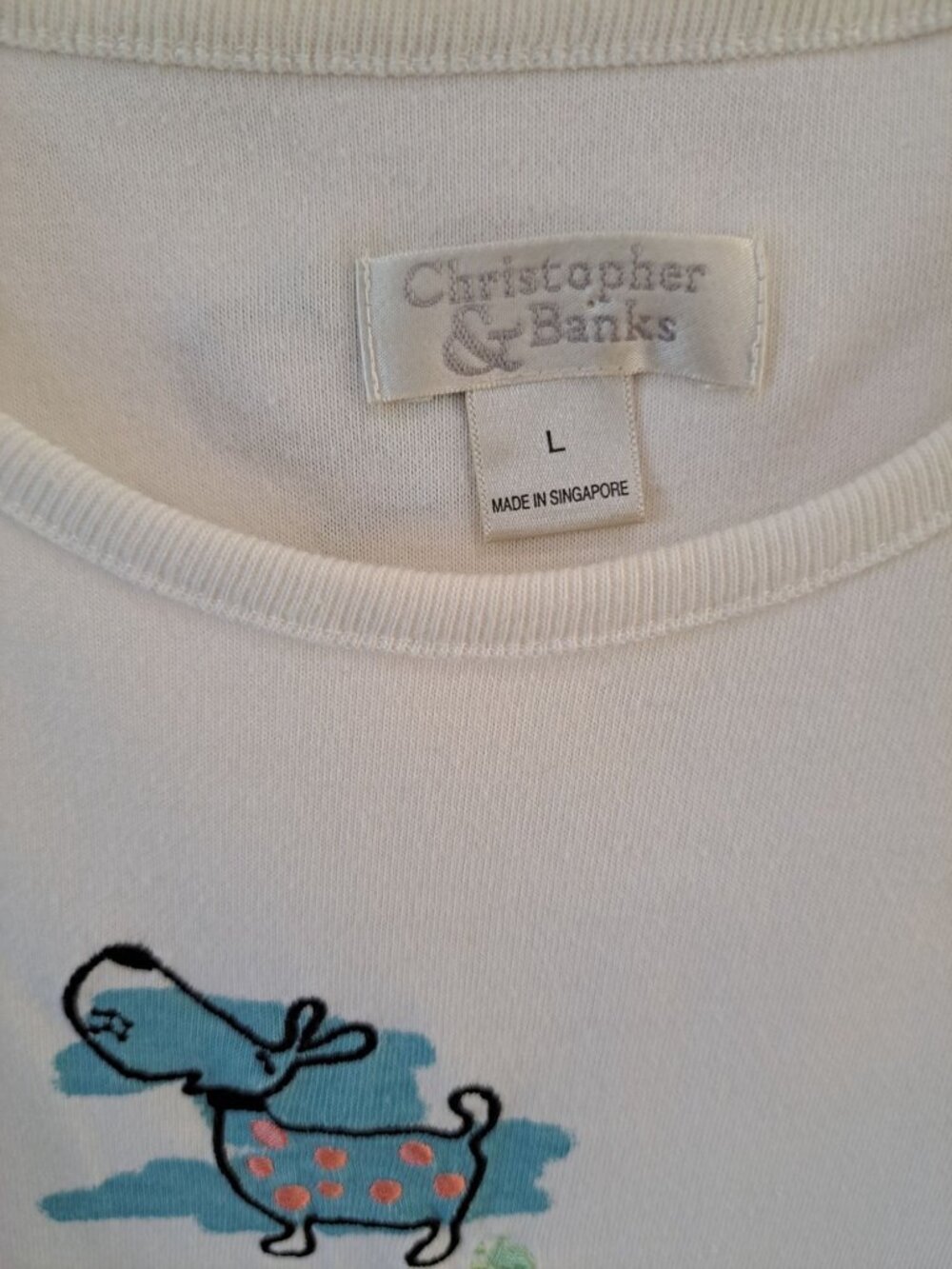 Christopher & Banks Dog Graphic 2 Piece Set Women's Denim Jacket Embroidered L - Picture 5 of 10